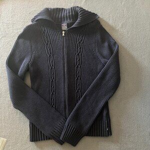 Nautica Jeans Co. Men’s XL Navy Cable Knit 100%‎ Cotton 2-Way Zip Sweater